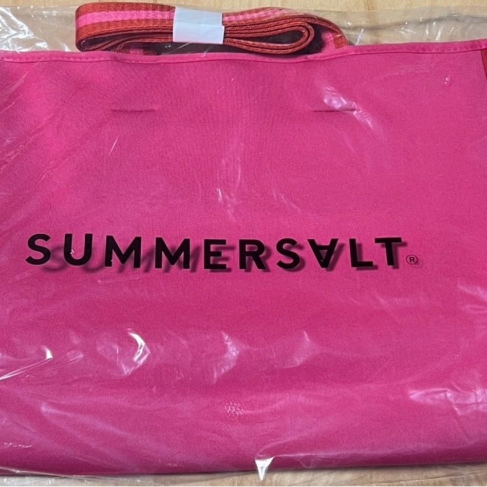 Summersalt Oversized Tote Bag Pink Red Colorblock NWT Beach Travel